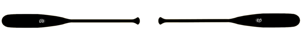 silhouette of 2 paddles grip to grip lay out horizontal