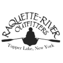 Raquette-River Outfitters Tupper Lake, New York logo depicting silhouette of person in a row boat.