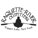 Raquette-River Outfitters Tupper Lake, New York logo depicting silhouette of person in a row boat.