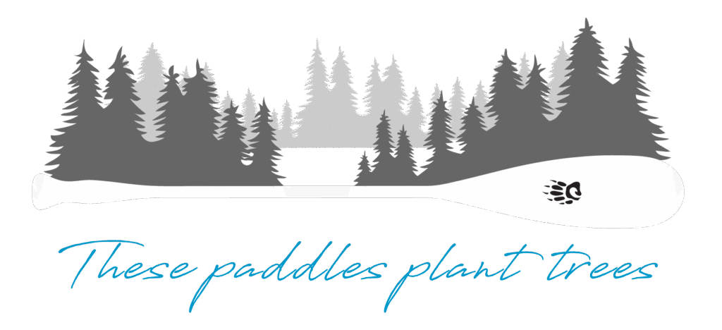 These paddles plant trees logo for Badger Canoe Paddles Forest Edition. One canoe paddle plants one tree.