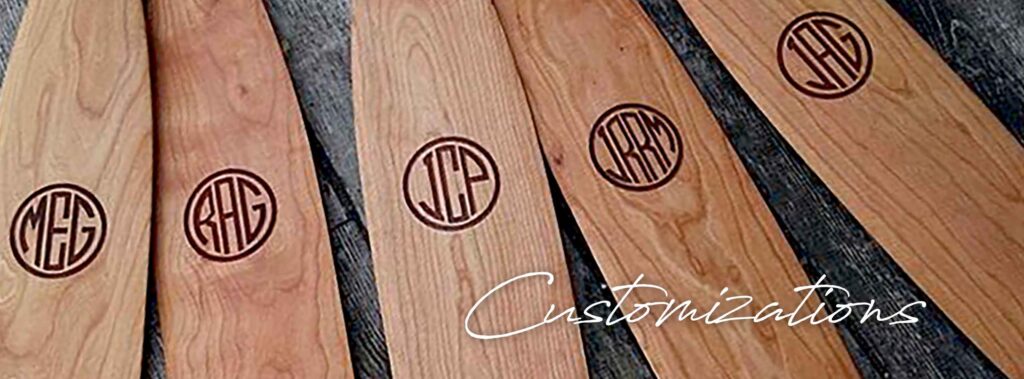 Customized cherry wood canoe paddles - laser engraved groomsmen gift