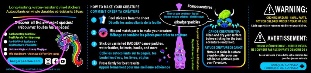 back of packaging paddle sticker sheets